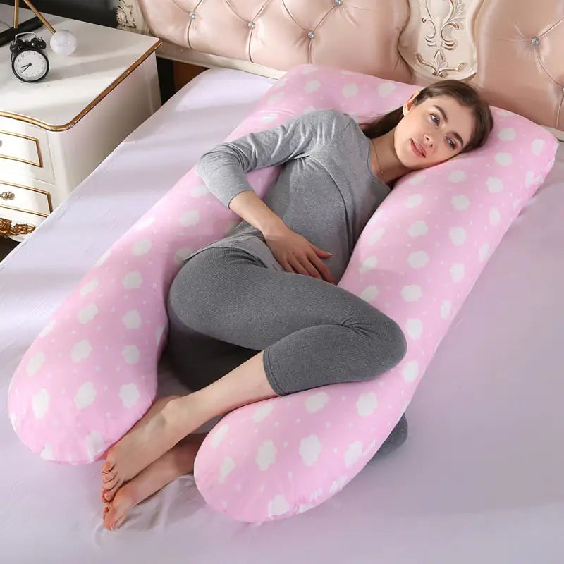 U-Shaped Pure Cotton Maternity Pillow in Solid Color