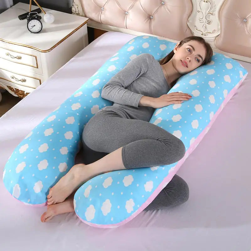 U-Shaped Pure Cotton Maternity Pillow in Solid Color