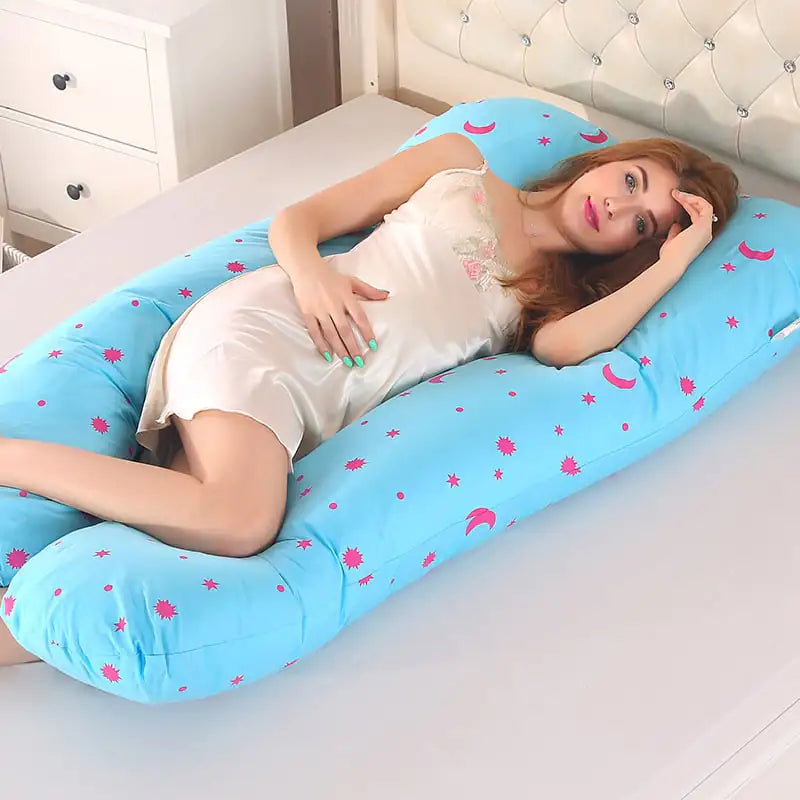 U-Shaped Pure Cotton Maternity Pillow in Solid Color