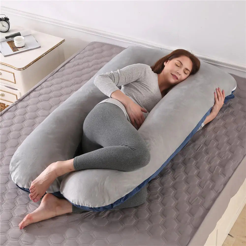 U-Shaped Pure Cotton Maternity Pillow in Solid Color