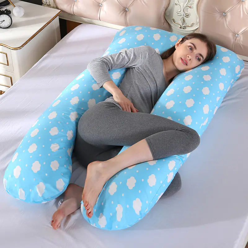 U-Shaped Pure Cotton Maternity Pillow in Solid Color